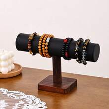 1pc Retro Walnut Wood Display Stand, Minimalist And Practical, Keeps Bracelets And Bangles Neatly Displayed, Declutters Desktop - Walnut Single-layer Bracelet Holder - View 9