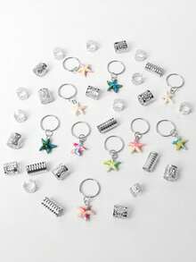 35pcs Women's Braid Hair Clips, Beach Hair Accessories, Summer Vacation Braid Clips, Personalized Fashion Vintage, Suitable For Daily Wear, Hair Styling Accessories, Braid Hair Accessories For Festivals - Silver - View 9
