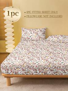 1pc Fashionable Floral Garden Pattern Fitted Sheet, Suitable For All Size Mattresses - Twin, Full, Queen, King, Deep Pocket 11.8 Inches, Soft Breathable, Wrinkle-Resistant, Ideal For Sleep, Machine Washable, Essential For Dorm Room - Multicolor - View 5