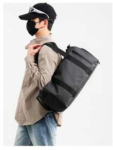 1 pieza Bolsa deportiva de gran capacidad y unicolor, con compartimento para separar lo húmedo y lo seco, adecuada para deportes en interiores, campamento al aire libre, bolsa de viaje con correa para el hombro y bandolera, bolsa de viaje de alta calidad para trayectos cortos, bolsa unisex de hombro y bandolera, bolsa deportiva y de fitness con separación de húmedo y seco, bolsa de natación - Multicolor - Ver 6