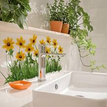 1 miếng dán tường hình hoa hướng dương cho phòng tắm, hoa hướng dương màu vàng ấm áp với cỏ xanh, tự dính, có thể tháo rời, tạo không gian ấm áp, đầy nắng. - nhiều màu - Xem 3