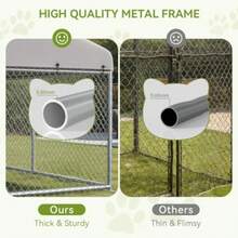 7.5*7.5FT Outdoor Dog Kennel With RoofHeavy Duty Metal Dog Enclosure With Weather-Resistant Cover And Secure Lock For Medium Large Dogs - 銀色 - 查看 5