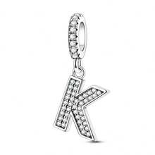 1 Pc A-Z 26-Letter Alphabet Charms With Inlaid Shiny Zirconia-DIY LOVE Letter Jewelry Gift, Perfect For Custom Bracelets And Necklaces - Silver - View 12