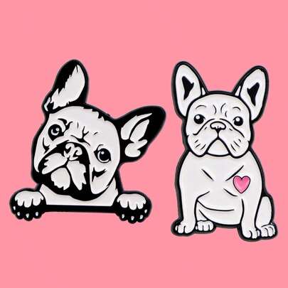 Cute Cartoon Bulldog Enamel Pins Funny Animals Dog Brooch Lapel Pin Badge On Backpack Clothing Accessories Fashion Jewelry Friends Gifts