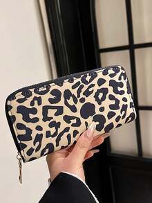 New Retro Women's Long Zipper Wallet, Leopard Print Fashion Multi-Card Slot Phone Wallet, Zipper Coin Purse, Anti-Theft Bank Card Holder, ID Card Case, Business Card Holder, Clutch For Women Money Wallet Mini Wallet Purse Wallet Small Wallet Cute Wallet Travel Essential Summer - Khaki - View 6