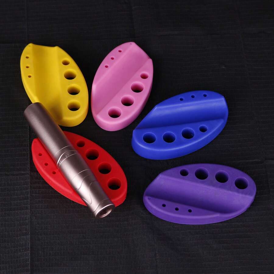 Tattoo Ink Cup Holder, Silicone Tattoo Machine Pen Holder, Available In Blue, Pink, Red, Yellow, Purple, Multi-Hole Design For Tattoo Artists, Non-Slip And Durable Tattoo Tool Storage Rack, Portable And Easy To Clean Tattoo Accessory - View 1