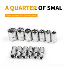 1 Set Manual Tools: Ratchet Wrench, 24-Tooth Straight Handle, 72-Tooth Bent Handle, Quick Release, Bi-Directional, Car Repair Hardware Tools 1/4", 1/2" Large & Small Short Hex Socket Tools 8-32mm, Quick Car Repair Mechanic Socket Set - A - View 10