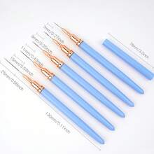 5支装专业美甲细节勾线笔套装，5支小型美甲设计技巧细线笔，7/9/11/15/20毫米短笔长美甲绘画笔 - 藍色 - 查看 10