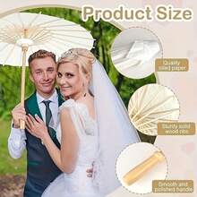 6/1pc Vintage White Paper Umbrella – 39.98cm, Foldable And Portable, Perfect For Weddings, Festivals And Home Decor, Sun Protection, Artistic Design, Photography Parasol - Creamy White - View 9