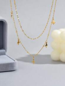 LIEBEIRIS 1 chiếc vòng tay bằng thép không gỉ mạ vàng 18K, mặt dây chuyền hình đĩa hai lớp tối giản, thích hợp cho nữ giới đeo hàng ngày và làm quà tặng. - Vàng - Xem 2