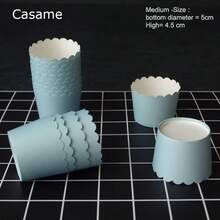 Tazas de papel para hornear, 50 Uds., tazas para hornear medianas a prueba de grasa, cajas para magdalenas y magdalenas, envoltorios desechables para cupcakes para cumpleaños de bebé H1AU - lámina de plata - Ver 11