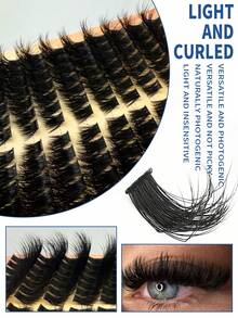 196Pcs/ Set 14Rows 120Roots0.05mm Soft Lash Mink Fur Eyelashes9-16mm Mixed Length 3D Russian VolumeLash Individual Lashes Makeup Black LashesPurple Box Packaging Lash Clusters,Eye LashClusters,Individual Eyelashes,Lashes,Fake Lashes - D - View 2