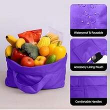 Large Foldable Shopping Bag, Reusable Grocery Bag, Used For Shopping. Reusable Handbag Weighing Up To 50 Pounds, Nylon Tote Bag, Washable,Waterproof(Black) - A1-黑色 - 查看 4