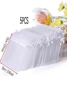 5/10/20/50/100 chiếc Túi vải organza nhiều màu, Túi đựng quà, Túi quà tặng, Đồ dùng gia đình, Túi đựng đồ bằng nylon, Đồ dùng tiệc tùng ngày lễ, Đồ dùng đám cưới, Bao bì trang trí quà tặng, Túi đựng đồ làm bánh, Bao bì phụ kiện trang sức, Túi dây rút quà tặng, Túi đựng trang sức quà tặng sinh nhật - Trắng - Xem 26