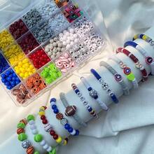 1 盒运动球珠，适合 DIY 珠宝制作，亚克力材质，迷你棒球、篮球、足球、排球珠，适合制作手链、钥匙扣、项链和其他配饰，运动主题珠 - 彩色 - 查看 10