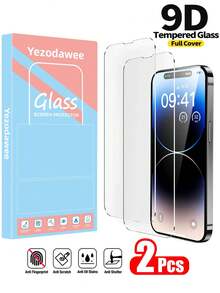 Yezodawee 2-Pack 9H Hardness Tempered Glass Screen Protector For IPhone 15 Pro Max/15 Pro/15 Plus/16 Pro Max/16/16e/16 Pro/16 Plus/14 Pro Max/14/14 Pro/14 Plus/13 Pro Max/13/13 Pro/12/11/XR - Clear - View 34