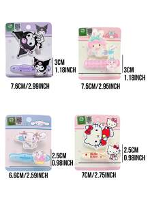 2个/套 三丽鸥卡通发夹，可爱亚克力发饰，适合女性和女孩，包括Hello Kitty、My Melody、Cinnamoroll、Kuromi等日系可爱风格，经久耐用，抓力牢固，防滑，轻盈舒适，刘海夹，适合日常佩戴、约会、派对、工作、上学等场合，是三丽鸥粉丝的理想礼物。 - 多色 - 查看 4