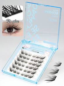 无需胶水 – 36片自粘式狐狸眼簇状假睫毛，CC卷翘加长款，可重复使用且轻盈，打造魅惑妆容，灵感源自苏妲姬睫毛簇，睫毛簇，单根假睫毛，睫毛，假睫毛 - C - 查看 2