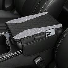 Car Armrest Pad With Sparkling Diamonds, Car Leather Armrest Cover With 2 Storage Pockets, Universal Center Console Cover Diamond Decor Fit For Most Cars, Multi-Color Diamonds - Diamond-shaped Sparkling Diamonds - View 15