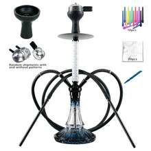 2-Hose Hollow Carved Hookah Set | Lightweight Alloy Hookah Body | Complete Accessories (Silicone Bowl, Hose, Charcoal Tray, Foil, And Mouthpiece) - one-size - View 10