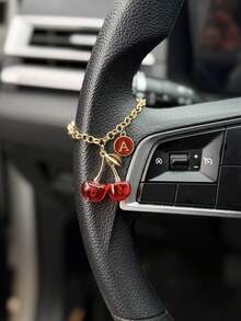 1 chiếc dây xích vô lăng hình chữ anh đào đỏ dễ thương dành cho nữ, phụ kiện trang trí xe hơi. - A - Xem 2