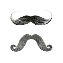 1件万圣节海盗服装逼真粘性毛毡假胡子面具化妆表演道具 - 黑色 - 查看 2