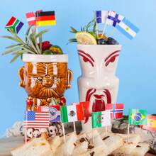 OBOVAY 100pcs Mini National Flag Toothpicks, 50+ Countries World Cup Sports Food Picks, Small Wooden Flag Decor, Suitable For Paper Cups, Appetizers, Beverages And Party Decorations, Patriotic National Day Parades And Sports Fans Supplies, Applicable For Global Events, Travel And International Theme Parties - Multicolor - View 3
