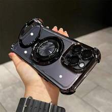 1pc Circular Folding Bracket Electroplated Anti-Drop Phone Case Compatible With IPhone 17/15ProMax/16promax/16pro/14promax/14pro/13promax, Galaxy S21 5G/S21 Ultra/S22/S22 Ultra/S23/S23 Ultra/S24/S24FE/S24 Ultra 5G/S25/S25+/S25U, A14/A33 5G/A53 5G/A54 5G/A52/A52s 5G/A15 5G/A13 4G/A22 4G/A22 5G/A34/A23 5G/A07/A17, Mi Note 7/8/9/10/11/12/13, Mi 9/10/12/13C, , MOTO, Honor X, HW,  C53 C55 - 黑色 - 查看 5