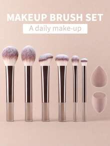 15件套化妆刷套装，包含散粉刷、腮红刷、高光刷、眼影刷、睫毛刷、眼线刷、斜角美妆蛋、圆形美妆蛋、圆形粉扑、三角形粉扑、三角形粉底液混合美妆蛋、美妆工具、化妆刷套装、化妆刷套装、化妆刷套装、完整化妆套装、化妆刷套装、化妆刷套装、化妆礼盒、套装、赠品、专业化妆刷、完整化妆套装 - 咖啡棕 - 查看 7