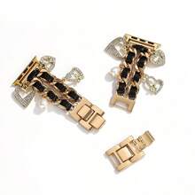 1pc New Dual-Row Black & Gold Heart-Shaped Band, Compatible With Apple Watch 1/2/3/4/5/6/7/8/9 Series, Fits 38mm/40mm/41mm/42mm/44mm/46mm/49mm (Band Only) - Black Gold - View 6