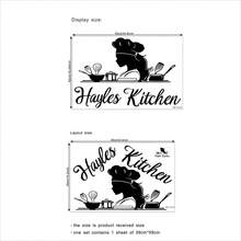 1pc "Hayles Kitchen" Decorative Kitchen Sticker. The Main Body Is A Silhouette Of A Woman Wearing A Chef's Hat, Surrounded By Kitchen Utensils Such As A Frying Pan, Whisk, And Spatula. The Overall Style Is Simple Yet Full Of A Homely Cooking Atmosphere, Used To Beautify The Kitchen Environment And Create A Warm Culinary Ambiance. - one-size - View 6