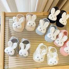 1 Paar süße Kaninchen-Themen Baby Socken, rutschfeste Bootsocken, weich, bequem, atmungsaktiv mit langem Ohr Design in verschiedenen Farben, geeignet für alle Jahreszeiten - Verschiedenfarbig - Übersicht 4