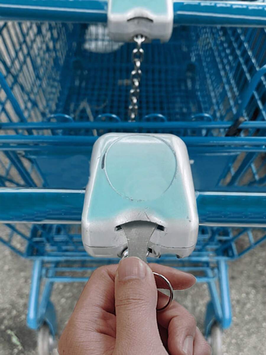 1pc/3pcs Durable Stainless Steel Shopping Cart Keychain, Suitable For Supermarket Trolley - Multicolor - View 1
