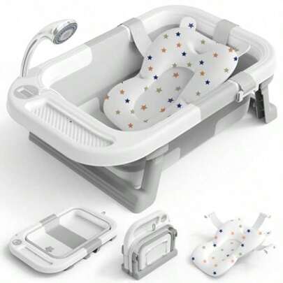 Bañera Plegable para Bebe con Demuestre Temperatura Tina de Baño para Bebe con Cojin para Bañar Bañera para Bebe para Baño en Casa Bañera Multiusos para Bañarse Lavar La Ropa