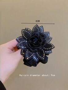 1/2pcs Vintage Elegant Fabric Rhinestone Flower Elastic Hair Scrunchies, Fashion Women Hair Accessories, Flower Hair Scrunchie And Elastic Hair Scrunchies, Best Gift Choice For Valentine's Day Ponytail Holders Scrunchy - Multicolor - View 8