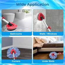 Fatmass Spin Mop Head And Brush Replacement Compatible With O Cedar RinseClean 2-Tank System, 4 Mop Replace Heads, 1 Handle, 1 Base And 1 Scrub Brush Combo Set - ColorA - 查看 6