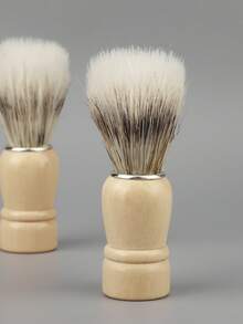 胡须剃须刷化妆刷 1支装 木柄刷毛 美发沙龙理发师皂泡沫剃须男士面部清洁工具 - 鬍鬚刷 - 查看 1