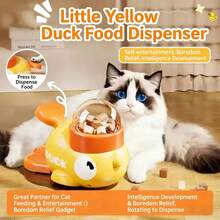 Cat & Dog Automatic Pet Feeder, New Interactive Small Yellow Duck Auto Food Dispenser, Interactive Dog Treat Dispenser - Multicolor - View 1
