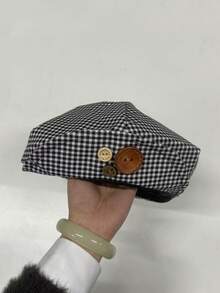 Retro Houndstooth Beret, Unique Design Artistic Flattering Korean Style Painter Cap - Multicolor - View 7