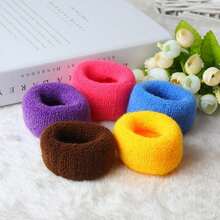 5/6/12个装加大码加厚无缝发圈，女士布艺发绳，多种颜色可选，马尾辫发圈，发饰发圈橡皮筋发绳 - 黑色 - 查看 9