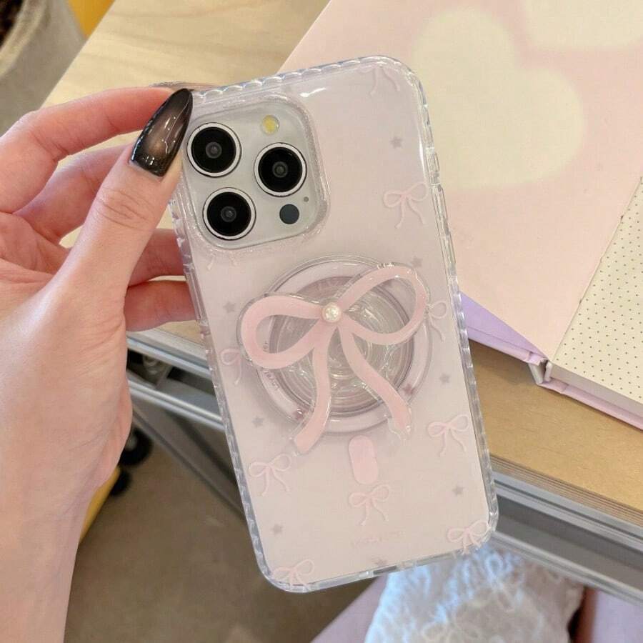 Soporte magnético para teléfono con diseño de mariposa estilo coreano de nicho, adecuado para MagSafe, soporte de escritorio ajustable - Multicolor - Ver 1