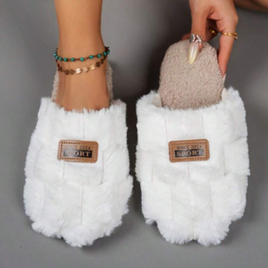 New Fashion Fluffy Indoor Slippers, Slip-On Suede Fleece Low Noise Shoes,Shoe Rack,Storage Saver,Outdoor,Garden,Travel Essential,Portable,Beach Essential,Graduation Season,Commencement,Graduation Ceremony,Graduation Gift,Graduation Present,Graduation Gift,Graduation Present,Congrats Grad,Congratulations Graduate,Valedictorian,Finish School,Graduation Party - Women's Slippers - View 1