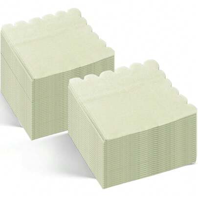 25张/50张/75张/套 茶绿色软边餐巾，双层，展开尺寸24厘米*24厘米，适用于：婚礼、茶会、生日派对装饰、派对装饰、派对用品、节日装饰、节日用品