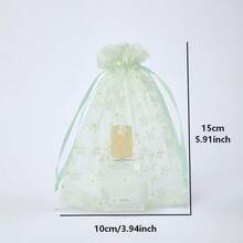 50个/包 透明薄纱收纳袋，雏菊图案，轻薄透明，适用于珠宝收纳、小物件收纳、礼品包装、婚礼、生日派对、节日派对等场合，多种尺寸和颜色可选 - 彩色 - 查看 14
