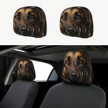 2pcs Sheepdog Print Car Headrest Covers - New Double-Sided Design Fits All Vehicles, Easy Installation - Funny Car Interior Decor For Male/Female Drivers/Passengers - Durable Fabric Headrest Protectors With Eye-Catching Print - Hat - View 18