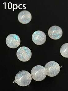 50pcs Dreamy Spring/Summer Galaxy Glitter Round Resin Beads, DIY Bracelet Jewelry Making Supplies - Multicolor - View 65