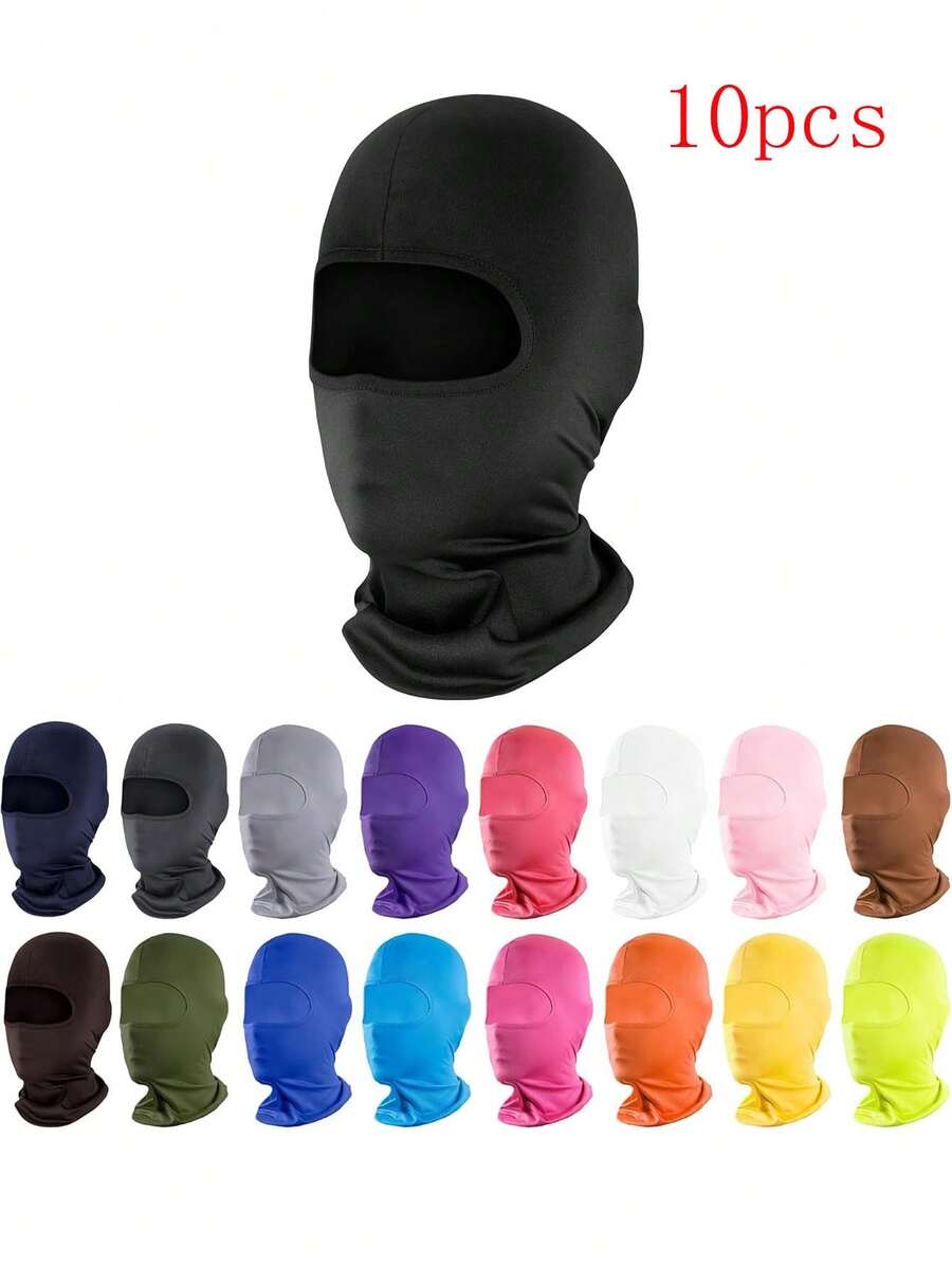 [10 Pcs Outdoor Balaclavas]2/4/6/8/10 Pcs Outdoor Balaclavas, Windproof And Breathable, Can Be Used As Helmet Liners In Autumn And Winter, Suitable For All Seasons - Multicolor - View 1
