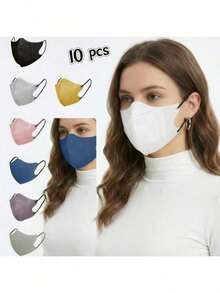 10pcs Plus Size Solid Color 3D Stereoscopic Adult Disposable Dustproof Non-Woven Mask - 3D - View 1