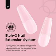Beetles Soft Gel Nail Tips Short Almond 288pcs In 12 Sizes, Etch-X Pre-Etched Full Cover Acrylic Fake Nails Art - Bộ móng tay vuông cỡ trung bình 288 chiếc (móng tay khắc hình chữ X) - Xem 2