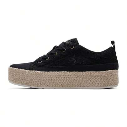 Skechers Giày thể thao nữ thường ngày, giày vải canvas thoáng khí buộc dây BOBS SESAME Series dành cho nữ, mẫu giày mới mùa xuân 2026 dành cho nữ 114008-BLK